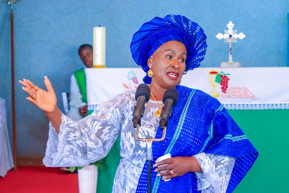 Wavinya Ndeti speaks at the Mary Mount Catholic church in Lukenya on Sunday, January, 19 2025. PHOTO/https://www.facebook.com/profile.php?id=100044304945384.