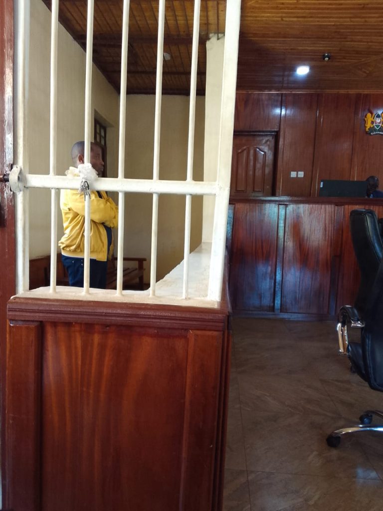 Terror suspect, Emmanuel Mupira Kambala, a Congolese national, when he appeared at Kahawa Law courts on Thursday, January 16, 2025. PHOTO/Zipporah Ngwatu.