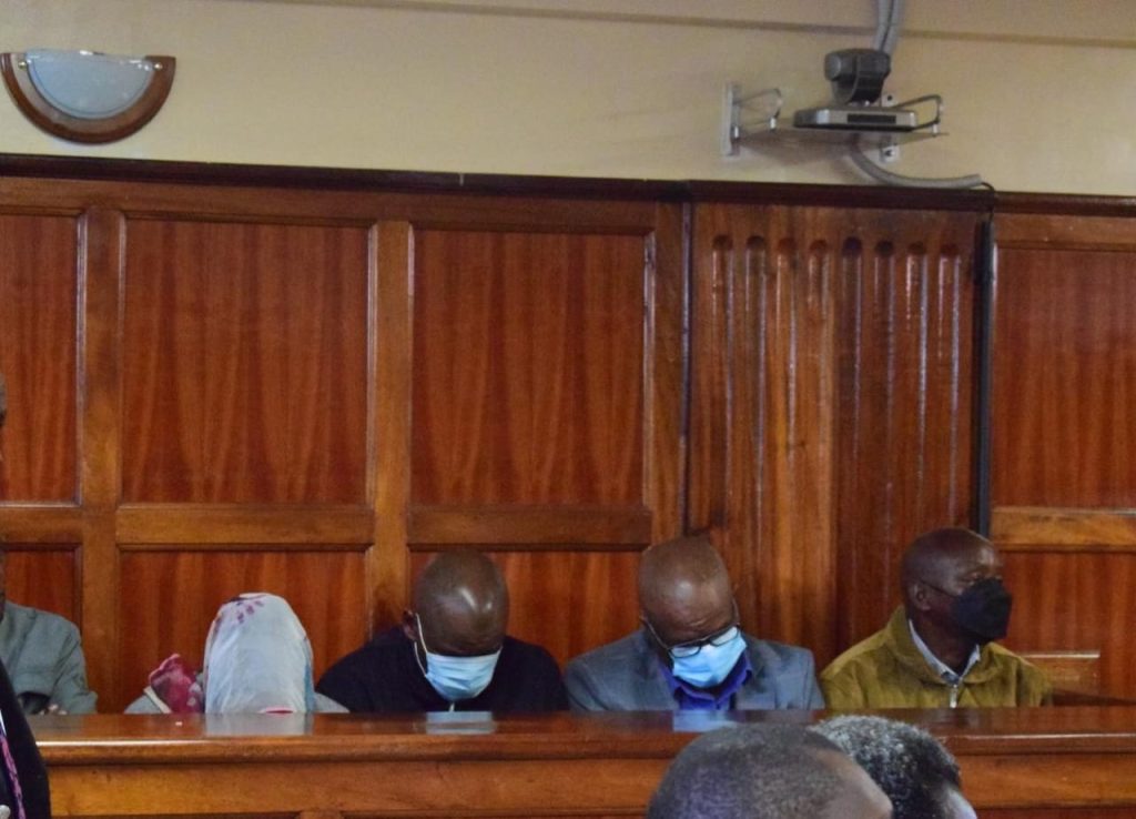 Some senior police officers, who are persons of interest in the murder of Baby Samantha Pendo, when they appeared before Lady Justice Margaret Muigai at the Milimani Law Courts on Wednesday, 29 January 2025. PHOTO/Zipporah Ngwatu