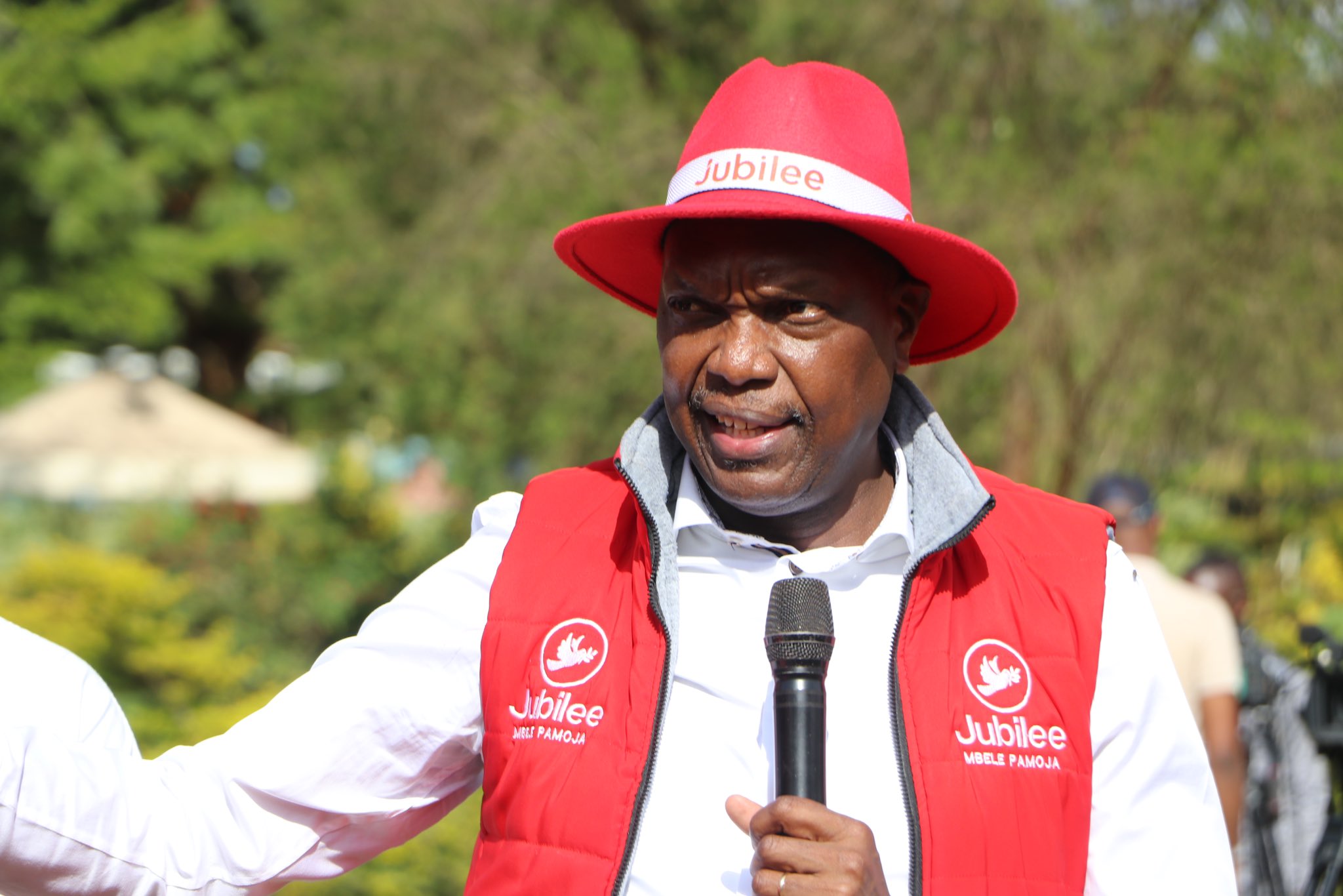 Jubilee party secretary-general Jeremiah Kioni speaks during a past function. PHOTO/@HonKioni/X