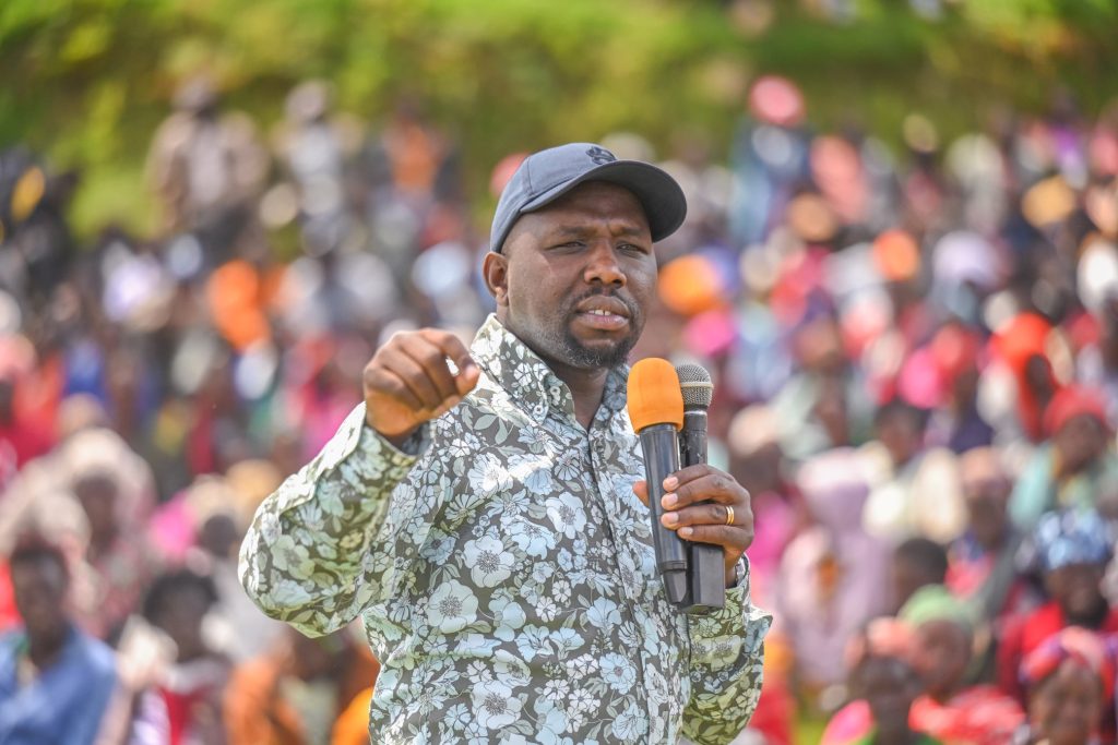 Interior Cabinet Secretary Kipchumba Murkomen speaks during a public function. PHOTO/@kipmurkomen/X
