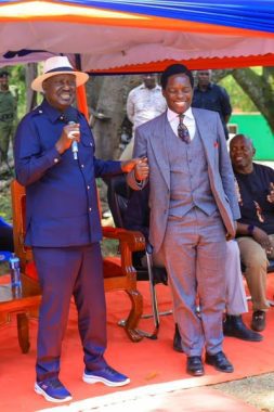 Kasmuel McOure with Raila Odinga on February 27, 2025. PHOTO/@_KasKazini/X