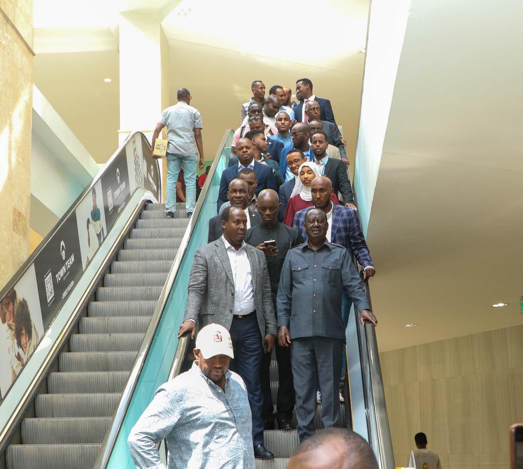 Former PM Raila Odinga with other leaders at BBS mall on February 5, 2025.