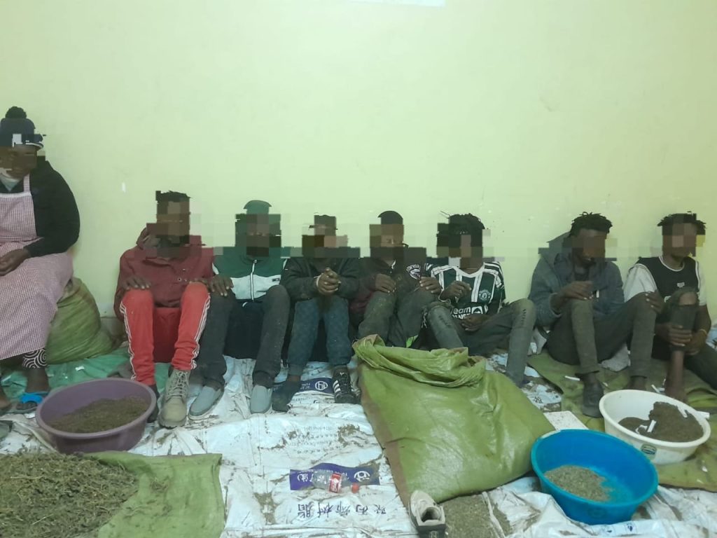 Individuals arrested in possesion with sacks of Bhang. PHOTO/@NPSOfficial_KE/X
