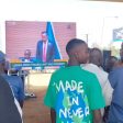 Kisumu residents erect giant screen under Kondele flyover to follow AUC elections