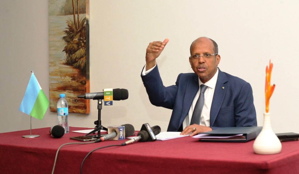 African Union Commission Chairperson Mahmoud Ali Youssouf from Djibouti speaking in Tanzania on January 24, 2025. PHOTO/@ymahmoudali/X