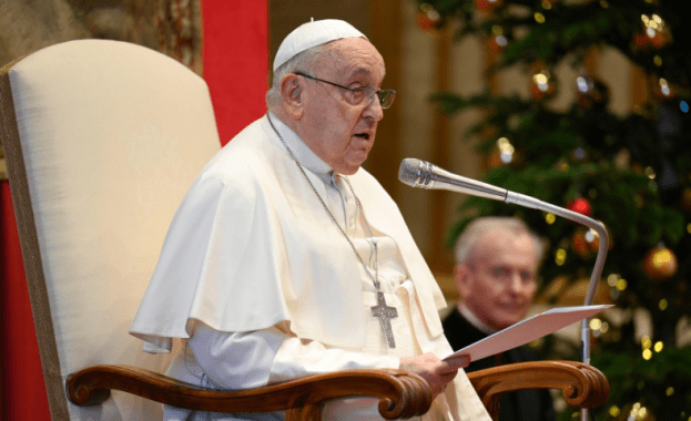 Pope Francis delivers his annual State of the World address to members of the Vatican diplomatic corps. PHOTO/@VaticanNews/X