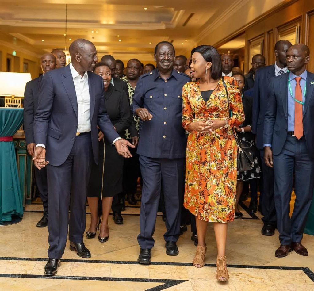 President William Ruto, Raila Odinga and Pauline Njoroge in Addis Ababa, Ethiopia on Saturday February 15, 2025. PHOTO/https://www.facebook.com/shikuh.njuguna