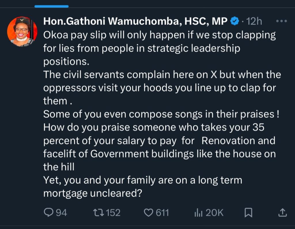 A post made by MP Wamuchomba on Wednesday, February 5, 2025 on X. PHOTO/Screengrab by K24 Digital from @hon_wamuchomba