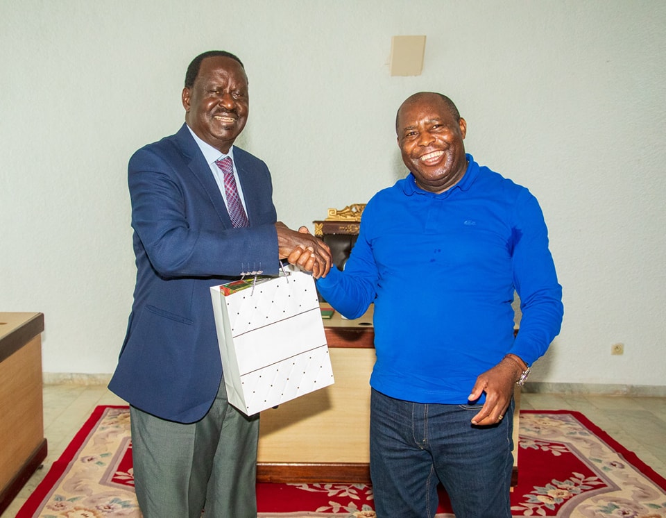 Raila Odinga with Burundian President Evariste Ndayishimiye on February 12, 2025.