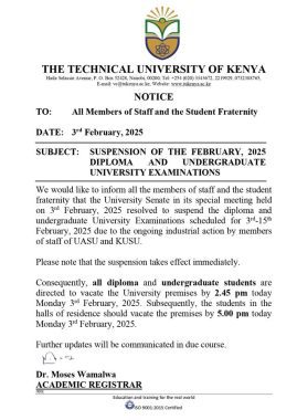 Statement from the Technical University of Kenya.