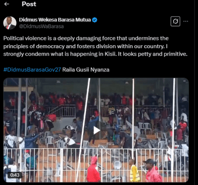 A post shared by Didmus Barasa on Sunday, March 9, 2025, on X account. PHOTO/Screengrab by K24 Digital from @DidmusWaBarasa
