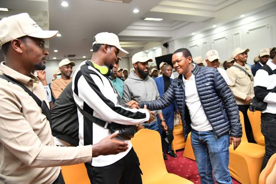 Labour CS Alfred Mutua sees off successful recruits of security Guards trainees for the State of Qatar on February 5, 2025. PHOTO/@DrAlfredMutua/X