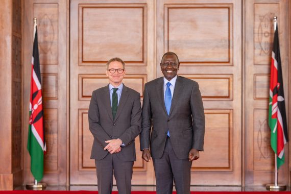 President William Ruto with British High Commissioner to Kenya, Neil Wigan. PHOTO/@WilliamsRuto/X