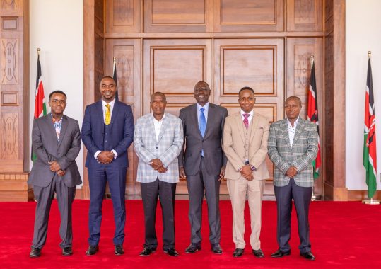 President Willaim Ruto with Jesus Winner Ministry Church leaders. PHOTO/@WilliamsRuto/X