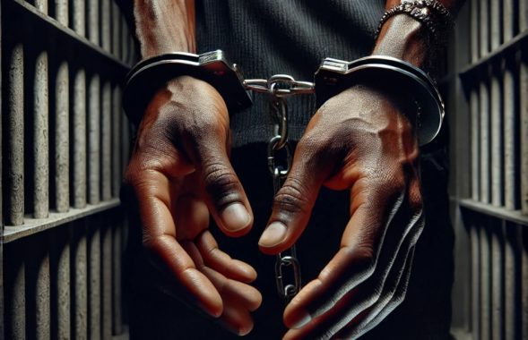 An AI-generated image of a handcuffed inmate. The picture is used for illustration. PHOTO/ChatGPT