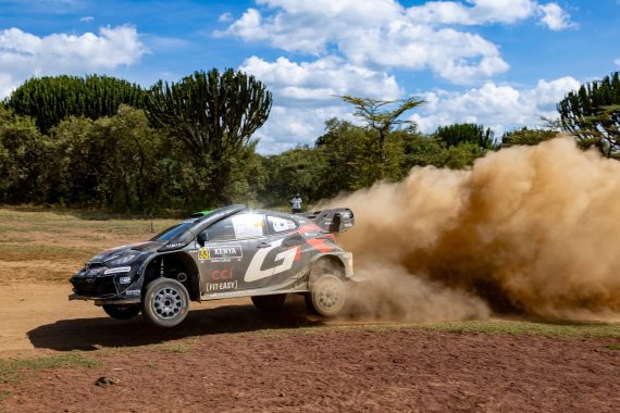 The racing car of Elfyn Evans and Scott Martin, winners of the 2025 WRC Safari Rally Kenya in Naivasha on Sunday, March 23, 2025.