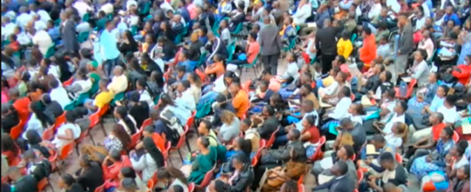 Hopeful job seekers at Jesus Winner Ministry on March 5, 2025, for an overseas job recruitment drive. PHOTO/Screengrab by K24 Digital from https://www.youtube.com/watch?v=cvKof90lHzU&t=1586s