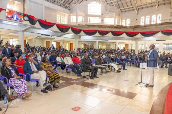 President William Ruto addresses faithful at the African Inland Church in Jericho, Nairobi where he attended a church service on March 23, 2025. 