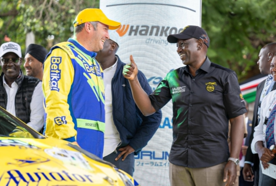 President William Ruto as he flagged off the 2025 WRC Safari Rally. PHOTO/@K24Tv/X