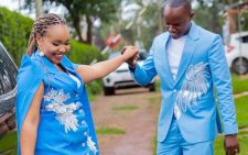 MC Jimmie Kajim with his wife Wambui at Alpha Jake's third birthday celebration. PHOTO/@mcjimmiekajim/Instagram