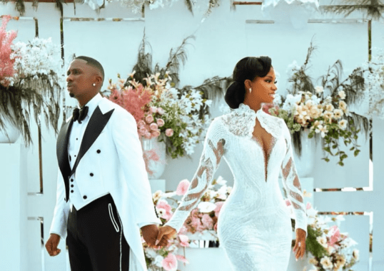 Juma Jux and his bride Priscilla Ojo during their wedding. PHOTO/@juma_jux/Instagram