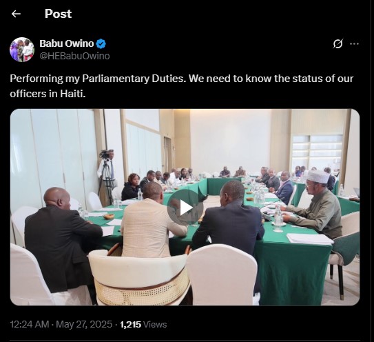 Part of the statement shared by Babu Owino. PHOTO/ screengrab by K24 Digital/@HEBabuOwino/X