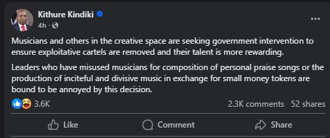 Part of the statement shared by Deputy President Kithure Kindiki on Saturday, May 24, 2025. PHOTO/screengrab by K24 Digital/https://www.facebook.com/KithureKindiki