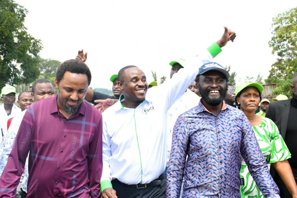 DCP Deputy Party leader Cleophas Malala, Senators John Methu and Karungo Thang’wa in kakamega during the DCP rally. PHOTO/https://www.facebook.com/cleophasmalalah