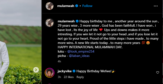 A post shared by Mulamwah on Wednesday, May 28, 2025, on Instagram. PHOTO/Screengrab by K24 Digital from @mulamwah