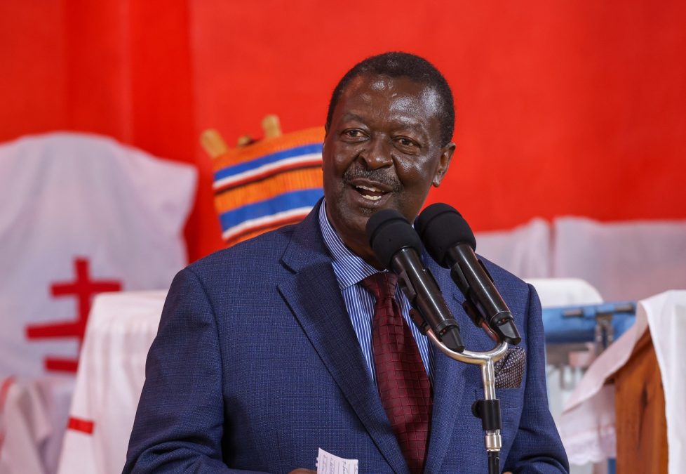 Prime Cabinet Secretary Musalia Mudavadi speaking in Othaya on Sunday May 4, 2025.