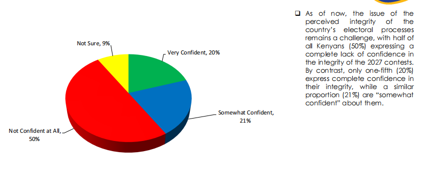 A survey released by TIFA revealed that 50 per cent of the population lacks confidence in the integrity of the upcoming general elections. PHOTO/Screengrab by K24 Digital