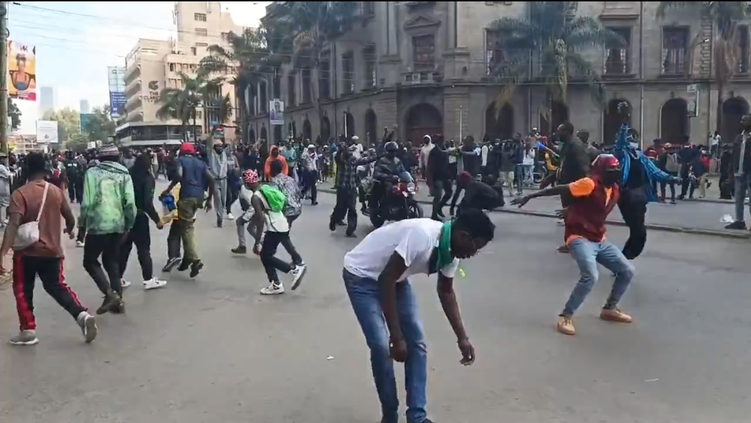 Protestors playing football on the streets as protests gear up. PHOTO/A screengrab by K24 digital from an X post by @NginaKirori