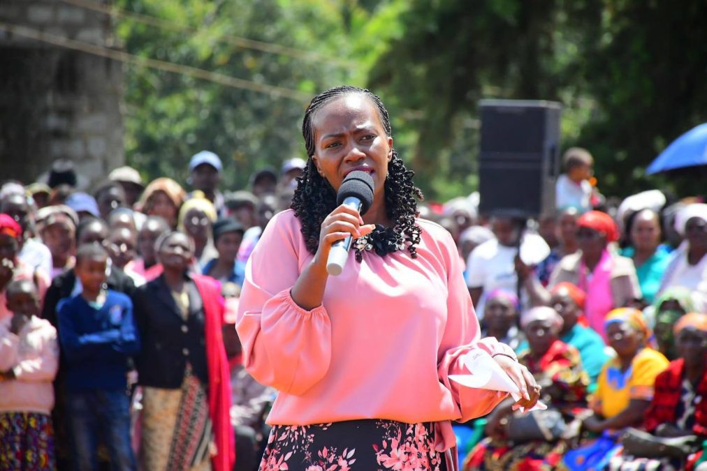 Betty Maina addresses supporters during a rally. PHOTO/https://web.facebook.com/photo.php?