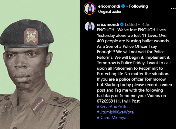 A post shared by Eric Omondi on Thursday, June 26, 2025, on his Instagram page, PHOTO/Screengrab by K24 Digital from @ericomondi