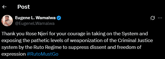 A post shared by Eugene Wamalwa on Saturday, June 21, 2025, on his X account. PHOTO/Screengrab by K24 Digital from @EugeneLWamalwa