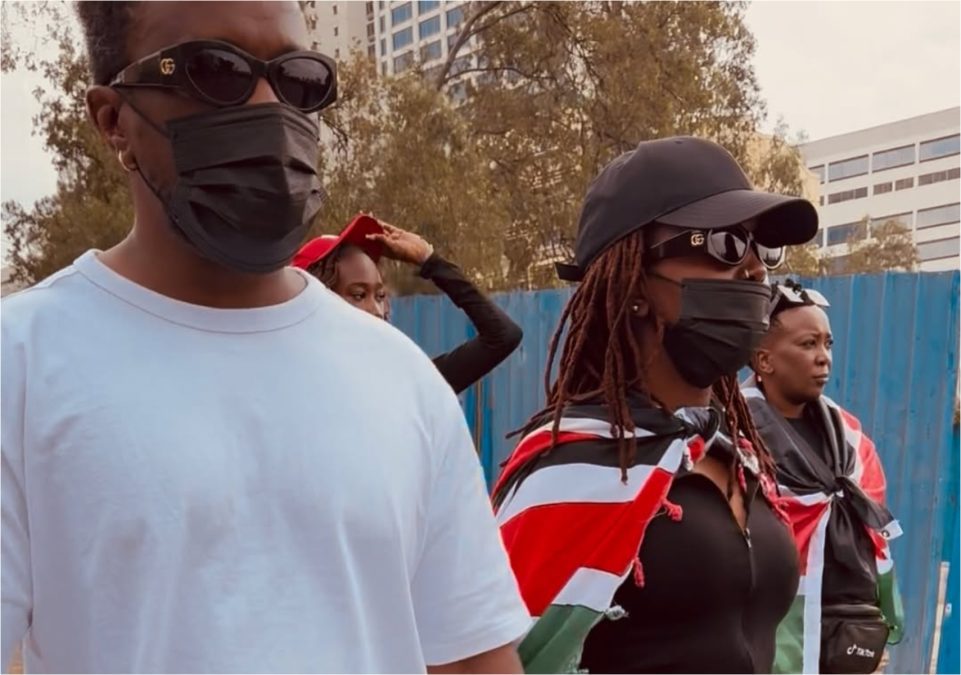 Nyanshinski with his wife, Zia Bett, during June 25 protest