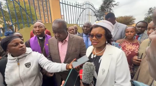 Githunguri MP Gathoni Wamuchomba alongside former Interior Cabinet Secretary and 2027 presidential candidate Fred Matiang’i during a church service at PCEA Thika. PHOTO/A screengrab by People Daily Digital from @Gathoni Wamuchomba
