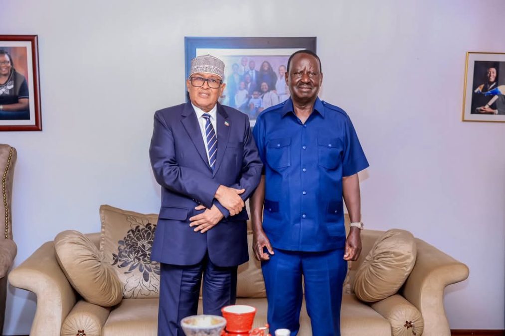Raila Odinga with President of the Republic of Somaliland, Abdirahman Mohamed Abdillahi (Irro), after hosting him in Nairobi. PHOTO/@Presidencysl_/X