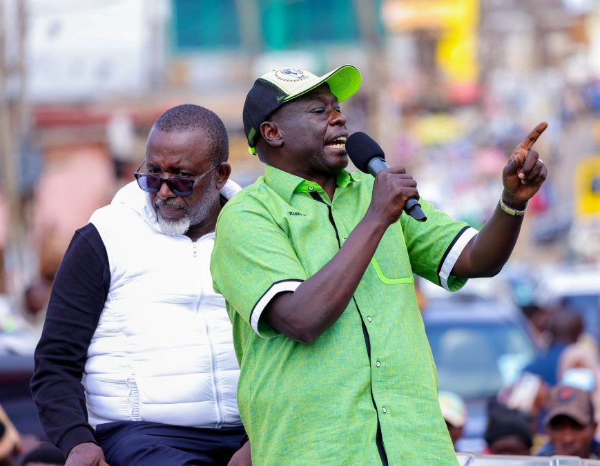 Former Deputy President Rigathi Gachagua and former Agriculture CS Mithika Linturi during a public address in Makutano, Meru Town, on June 20, 2025. PHOTO/@rigathi/X