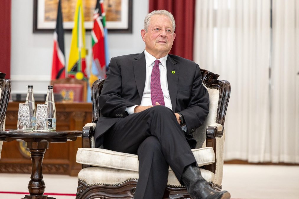 Former US Vice President and environmentalist Al Gore at State House, Nairobi on June 13, 2025. PHOTO/@WilliamsRuto/X