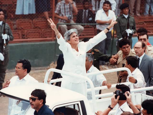 Photo of Violeta Barrios de Chamorro (1929‑2025), former President of Nicaragua and Latin America's first female head of state. PHOTO/@diaz_manuel/X