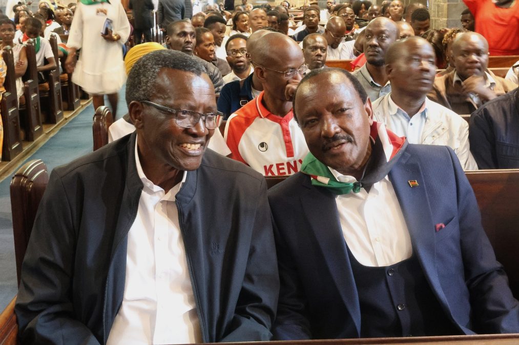 Former Chief Justice David Maraga with Wiper leader Kalonzo Musyoka at All Saints Cathedral on Sunday, June 22, 2025, during interdenominational prayer service. PHOTO/@skmusyoka/X