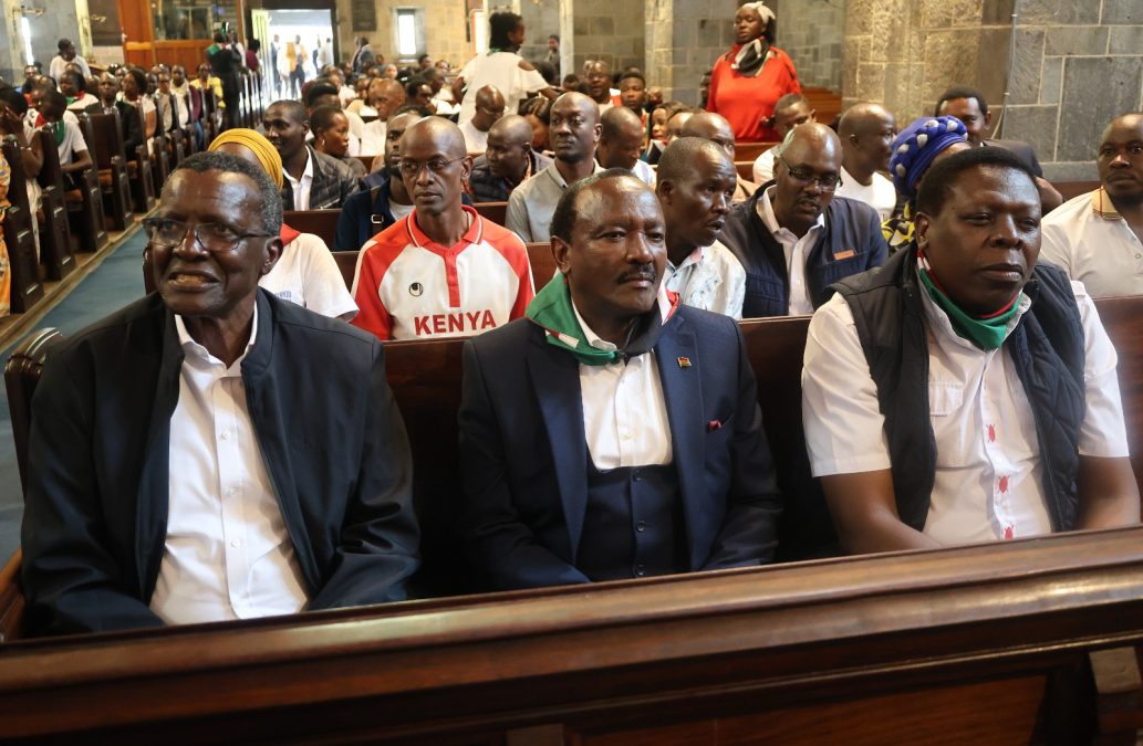 Former Chief Justice David Maraga with Wiper leader Kalonzo Musyoka, DAP-K leader Eugene Wamalwa at All Saints Cathedral on Sunday, June 22, 2025, during an interdenominational prayer service. PHOTO/@skmusyoka/X