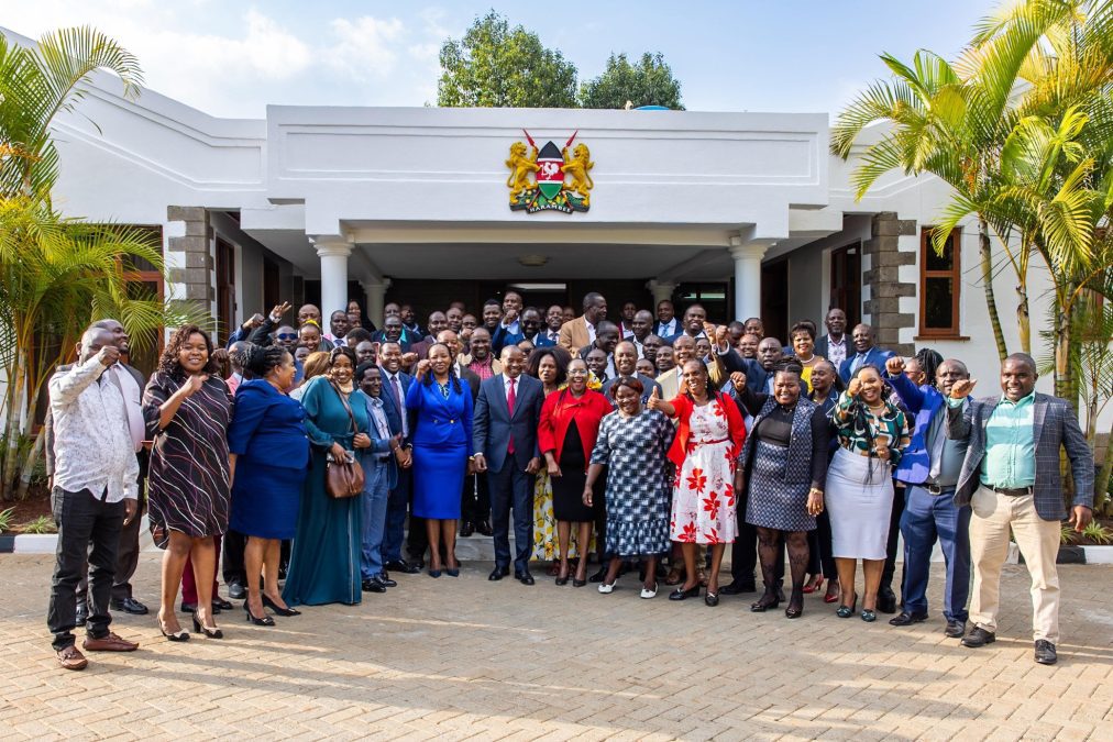 Ukambani MCAs posing for a photo with DP Kindiki at his Karen office. PHOTO/@KindikiKithure/X