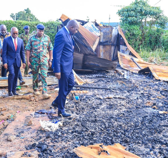 Interior Cabinet Secretary Kipchumba Murkomen, accompanied by top police bosses and senior government officials, assesses the aftermath of unrest in parts of Nairobi and Kiambu counties on Thursday, June 26, 2025. PHOTO/@NPSOfficial_KE/X