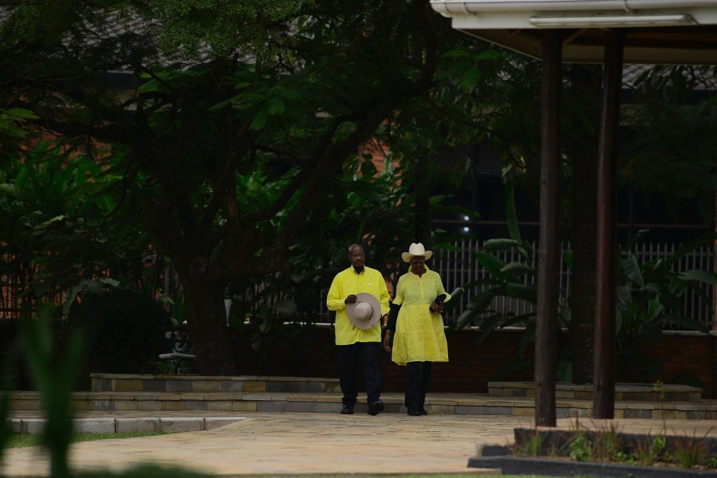 President Yoweri Kaguta Museveni and his wife during the picking up of nomination forms at the NRM Headquarters in Kyadondo on June 28, 2025. PHOTO/@KagutaMuseveni/X