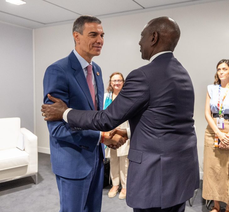President William Ruto with Spanish President Pedro Sánchez, on June 30, 2025. PHOTO/@WilliamsRuto/X