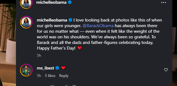 A post shared by Michelle Obama on Sunday, June 16, 2025, on her Instagram account. PHOTO/Screengrab by K24 Digital from @michelleobama