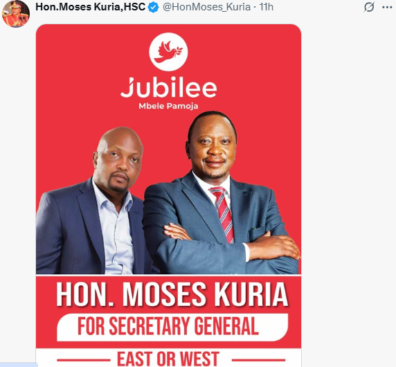 Moses Kuria’s post on X on Sunday, June 15, 2025.
